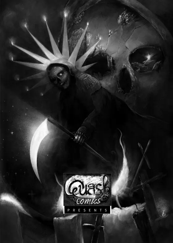 Monochrome cover art for Final Breath: a shadowy skull under a dark sun